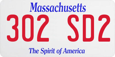 MA license plate 302SD2