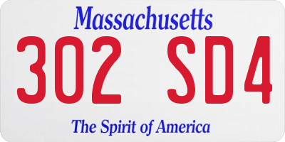 MA license plate 302SD4