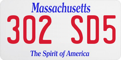 MA license plate 302SD5