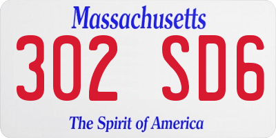 MA license plate 302SD6