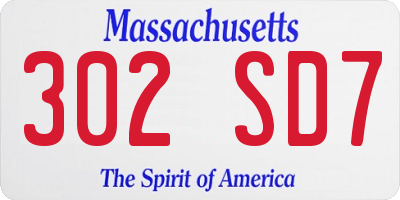 MA license plate 302SD7