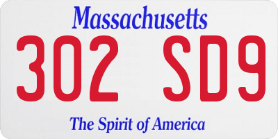 MA license plate 302SD9