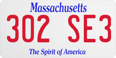 MA license plate 302SE3