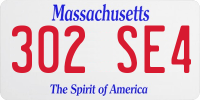 MA license plate 302SE4