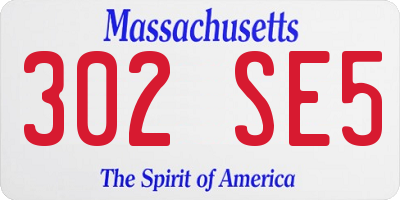 MA license plate 302SE5
