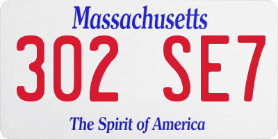 MA license plate 302SE7