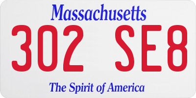 MA license plate 302SE8