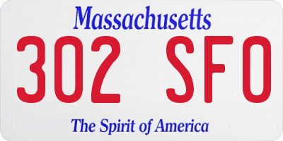 MA license plate 302SF0