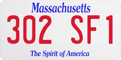 MA license plate 302SF1