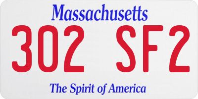 MA license plate 302SF2