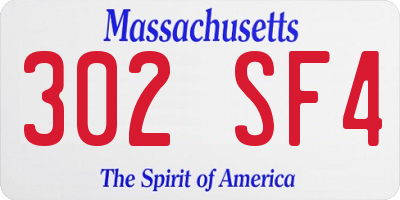 MA license plate 302SF4