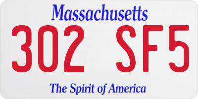 MA license plate 302SF5