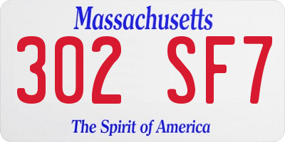 MA license plate 302SF7