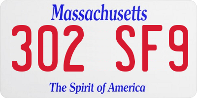 MA license plate 302SF9