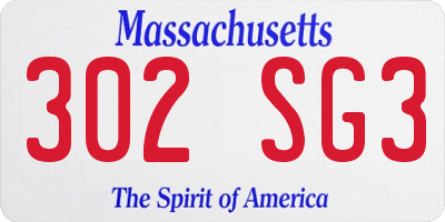 MA license plate 302SG3