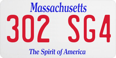MA license plate 302SG4