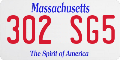 MA license plate 302SG5