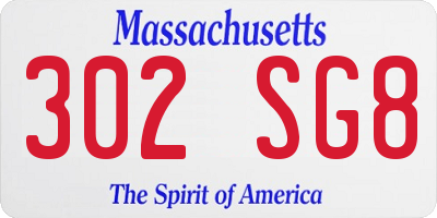 MA license plate 302SG8