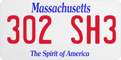 MA license plate 302SH3