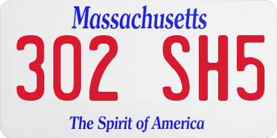 MA license plate 302SH5