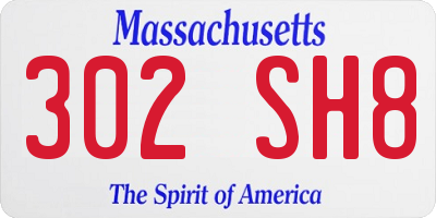 MA license plate 302SH8