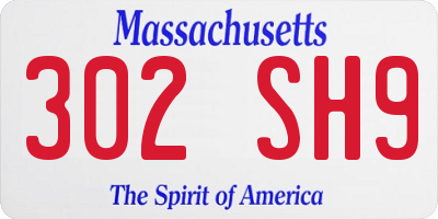 MA license plate 302SH9