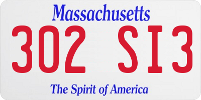 MA license plate 302SI3