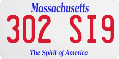 MA license plate 302SI9