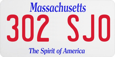 MA license plate 302SJ0