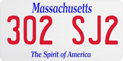 MA license plate 302SJ2