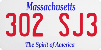 MA license plate 302SJ3