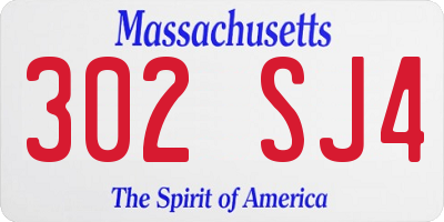 MA license plate 302SJ4