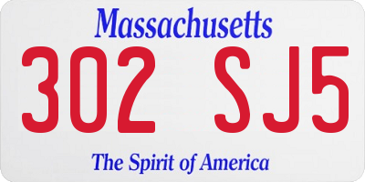 MA license plate 302SJ5
