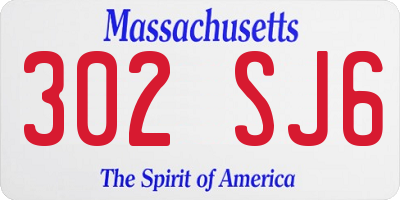 MA license plate 302SJ6