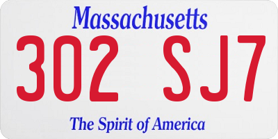 MA license plate 302SJ7