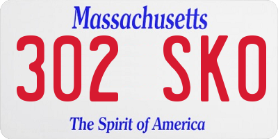 MA license plate 302SK0