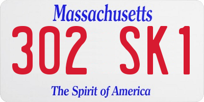 MA license plate 302SK1