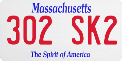 MA license plate 302SK2