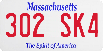 MA license plate 302SK4
