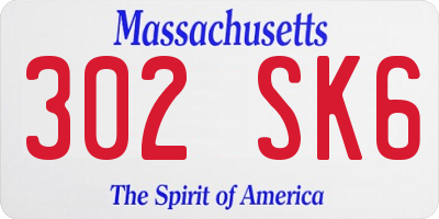 MA license plate 302SK6