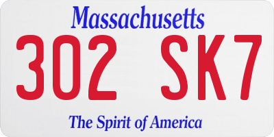 MA license plate 302SK7