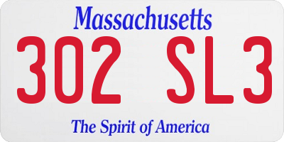 MA license plate 302SL3
