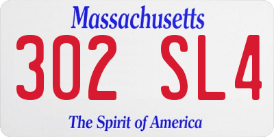 MA license plate 302SL4