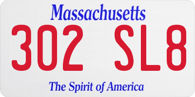 MA license plate 302SL8