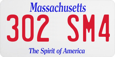 MA license plate 302SM4