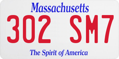 MA license plate 302SM7