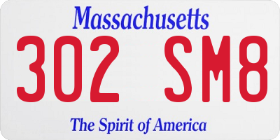MA license plate 302SM8