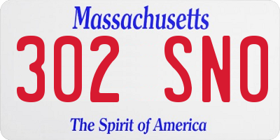 MA license plate 302SN0