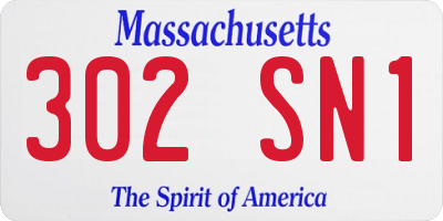 MA license plate 302SN1