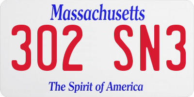MA license plate 302SN3